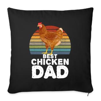 Meilleur Poulet Papa Poulets Coq Poule - Housse de coussin décorative 45 x 45 cm - noir - Devant