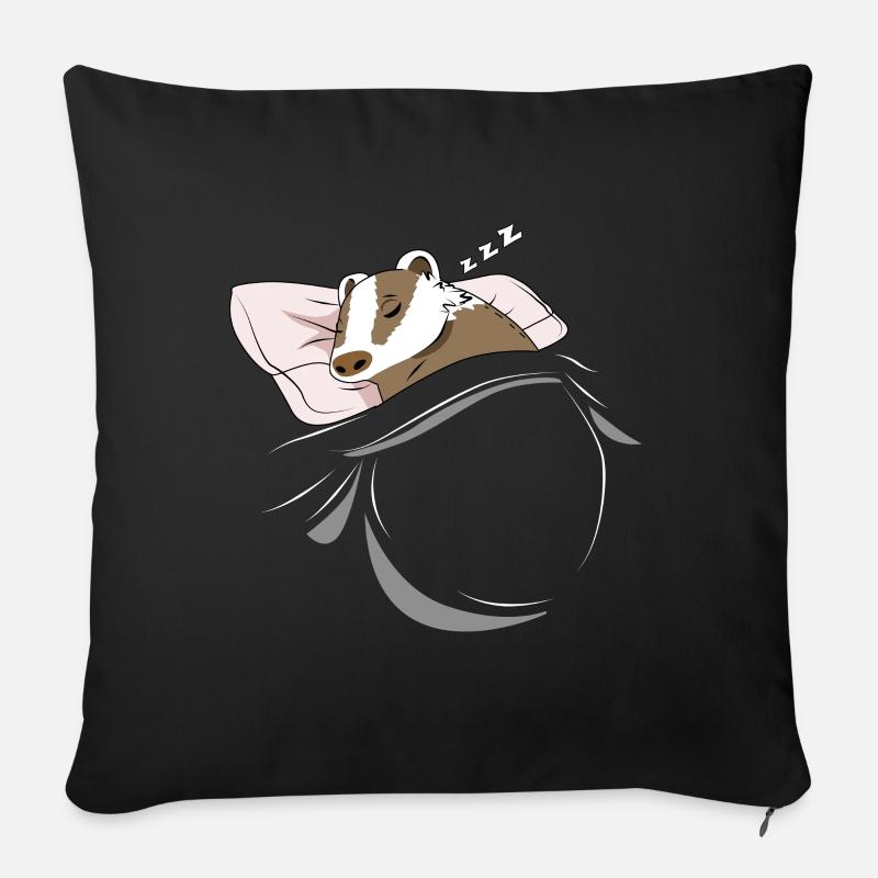 Schlafender und schlumender Dachs - Sofakissenbezug 45 x 45 cm - Schwarz