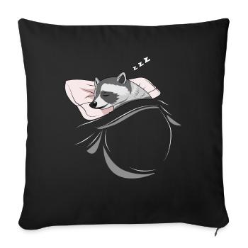 Sleeping and slumbering raccoon - Sofa pillowcase 17,3'' x 17,3'' (45 x 45 cm) - black - Front