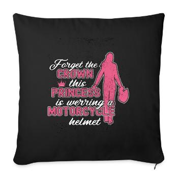 Cette princesse porte un casque de moto - Housse de coussin décorative 45 x 45 cm - noir - Devant