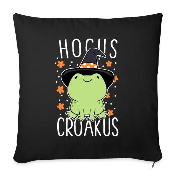 Funny Halloween Frog Cute Hocus Croakus Witch Hat - Sofa pillowcase 17,3'' x 17,3'' (45 x 45 cm) - black - Front