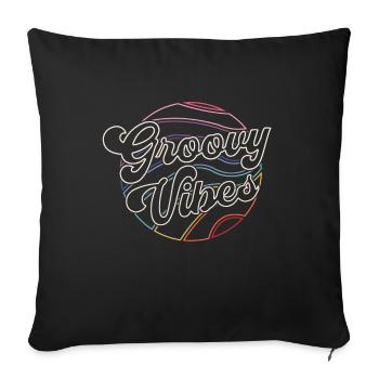 Groovy Vibes Good Vibes Bohemian 70s Gift Retro - Sofa pillowcase 17,3'' x 17,3'' (45 x 45 cm) - black - Front