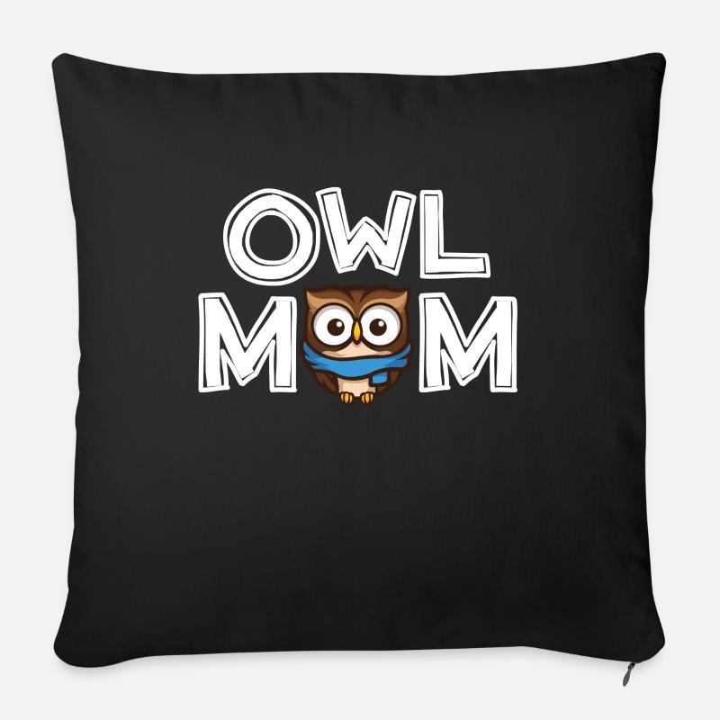 Owl Mom Muttertag Geschenk Eule Mama Damen - Sofakissenbezug 45 x 45 cm - Schwarz
