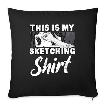 My drawing shirt otaku manga drawing anime - Sofa pillowcase 17,3'' x 17,3'' (45 x 45 cm) - black - Front