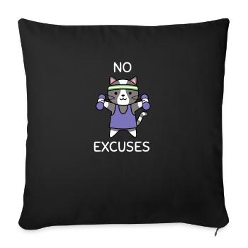 chat sport fitness drôle proverbe motivation sucré - Housse de coussin décorative 45 x 45 cm - noir - Devant
