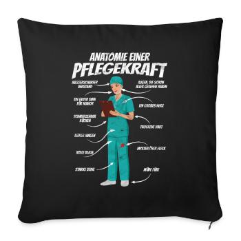 Anatomie einer Pflegekraft Altenpflegerin - Sofakissenbezug 45 x 45 cm - Schwarz - Vorne