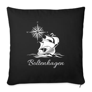 Boltenhagen Baltique voilier voilier Boussole blanc - Housse de coussin décorative 45 x 45 cm - noir - Devant