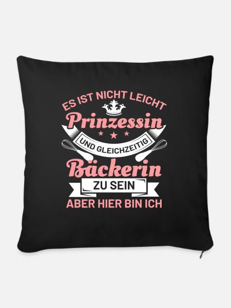 Bäckerin & Prinzessin - Sofakissenbezug 45 x 45 cm - Schwarz