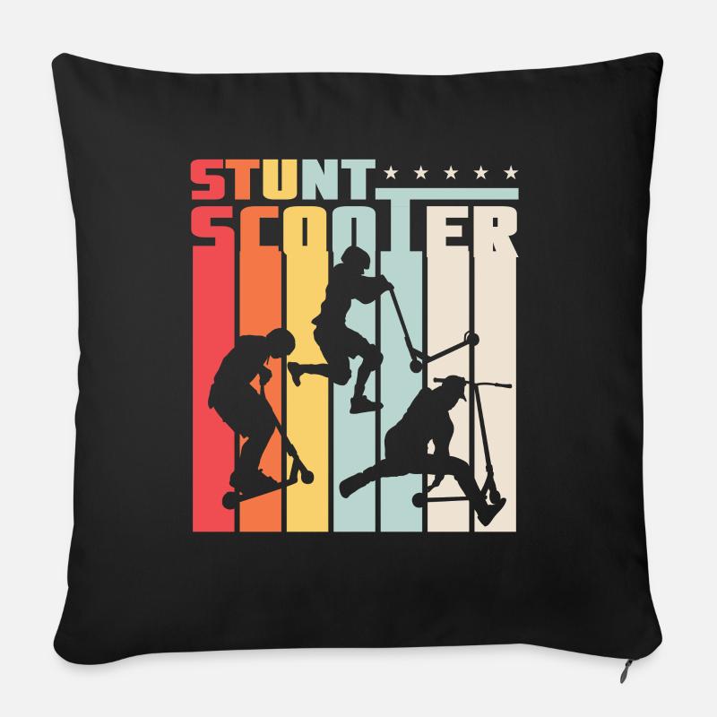 Stunt Scooter Roller Rollerfahrer Retro Style - Sofakissenbezug 45 x 45 cm - Schwarz
