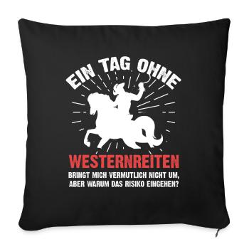 Westernreiten - Sofakissenbezug 45 x 45 cm - Schwarz - Vorne
