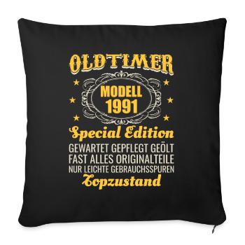 30 anniversaire de modèle de voitures anciennes 1991 drôle - Housse de coussin décorative 45 x 45 cm - noir - Devant