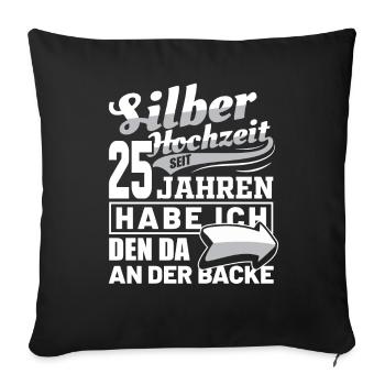 Silver Wedding Wedding Anniversary Marriage Wife Gift Idea - Sofa pillowcase 17,3'' x 17,3'' (45 x 45 cm) - black - Front