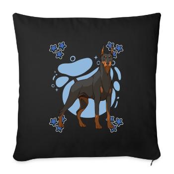 Dobermann Doberman Blue Design - Sofakissenbezug 45 x 45 cm - Schwarz - Vorne