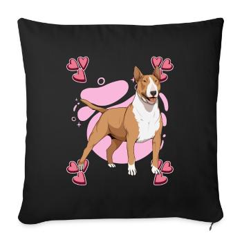 Bullterrier Bull Terrier Heart Design - Housse de coussin décorative 45 x 45 cm - noir - Devant