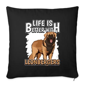 Leonberger Life Is Better With Leonbergers - Sofa pillowcase 17,3'' x 17,3'' (45 x 45 cm) - black - Front