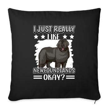 Newfoundlanders I Just Really Like Newfoundlands - Sofa pillowcase 17,3'' x 17,3'' (45 x 45 cm) - black - Front