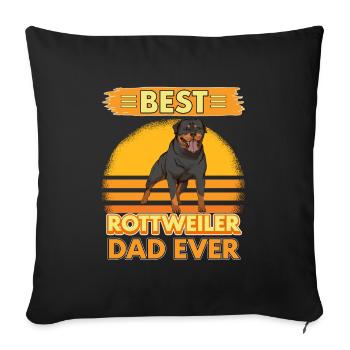 Rottweiler Best Rottweiler Dad Ever - Housse de coussin décorative 45 x 45 cm - noir - Devant