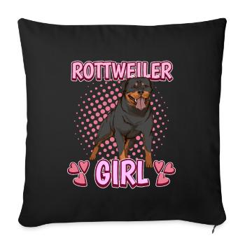 Rottweiler Girl - Housse de coussin décorative 45 x 45 cm - noir - Devant