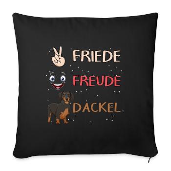 Dackel Friede Freude Dackel - Sofakissenbezug 45 x 45 cm - Schwarz - Vorne