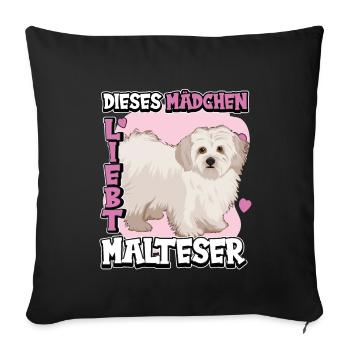 Malteser Dieses Mädchen liebt Malteser - Sofakissenbezug 45 x 45 cm - Schwarz - Vorne