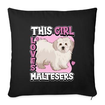 Malteser This Girl Loves Maltesers - Sofa pillowcase 17,3'' x 17,3'' (45 x 45 cm) - black - Front