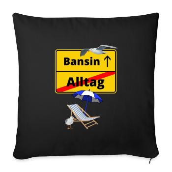 Bansin-Ortsschild Alltag Bansin -Ostsee - Sofakissenbezug 45 x 45 cm - Schwarz - Vorne