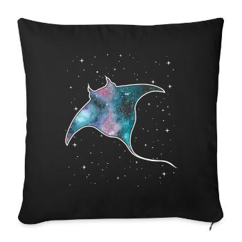 Raie Manta Voie Lactée Galaxie Stingray Nébuleuse - Housse de coussin décorative 45 x 45 cm - noir - Devant