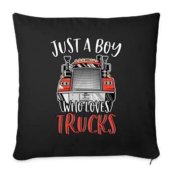 Juste un garçon qui aime les camions Mignon drôle semi-remorque - Housse de coussin décorative 45 x 45 cm - noir - Devant