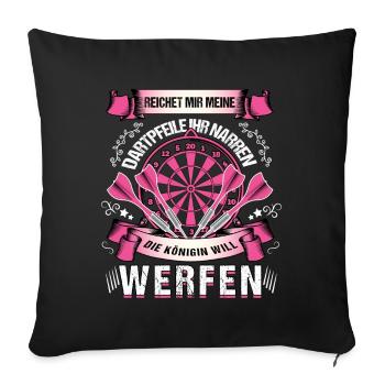 Dartpfeile Narren Königin, Dart Dartspielerin - Sofakissenbezug 45 x 45 cm - Schwarz - Vorne
