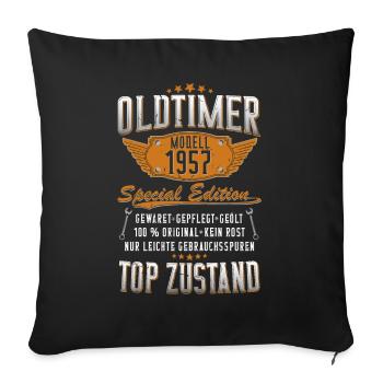 Oldtimer Baujahr 1957 Geboren Jahrgang Geburtstag - Sofakissenbezug 45 x 45 cm - Schwarz - Vorne