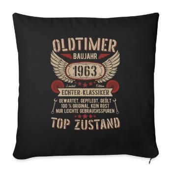 Oldtimer Baujahr 1963 Geboren Jahrgang Geburtstag - Sofakissenbezug 45 x 45 cm - Schwarz - Vorne