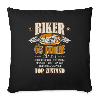 65. Geburtstag Mann Geschenk lustig Biker Motorrad - Sofakissenbezug 45 x 45 cm - Schwarz - Vorne