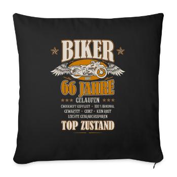 66. Geburtstag Mann Geschenk lustig Biker Motorrad - Sofakissenbezug 45 x 45 cm - Schwarz - Vorne