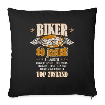 60. Geburtstag Mann Geschenk lustig Biker Motorrad - Sofakissenbezug 45 x 45 cm - Schwarz - Vorne