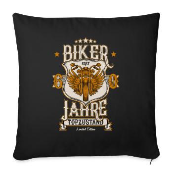 60. Geburtstag Mann Geschenk lustig Biker Motorrad - Sofakissenbezug 45 x 45 cm - Schwarz - Vorne