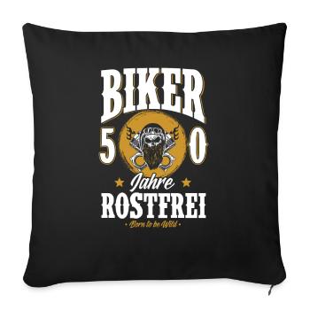 50. Geburtstag Mann Geschenk lustig Biker Motorrad - Sofakissenbezug 45 x 45 cm - Schwarz - Vorne