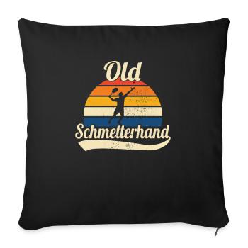 Tennis Retro Old Schmetterhand - Sofakissenbezug 45 x 45 cm - Schwarz - Vorne