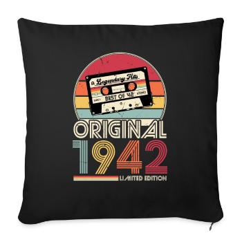 1942 Vintage Vintage Anniversaire Rétro Cadeau - Housse de coussin décorative 45 x 45 cm - noir - Devant