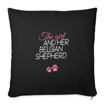 The girl and her Belgian Shepherd Belgian Malinois - Sofakissenbezug 45 x 45 cm - Schwarz - Vorne