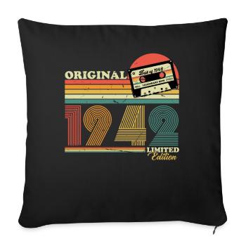 1942 Vintage Vintage Anniversaire Rétro Cadeau - Housse de coussin décorative 45 x 45 cm - noir - Devant