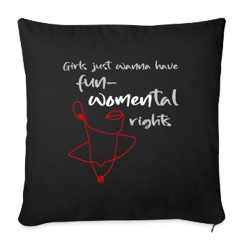 Girls just wanna have fundamental rights fun WOMEN - Sofakissenbezug 45 x 45 cm - Schwarz - Vorne