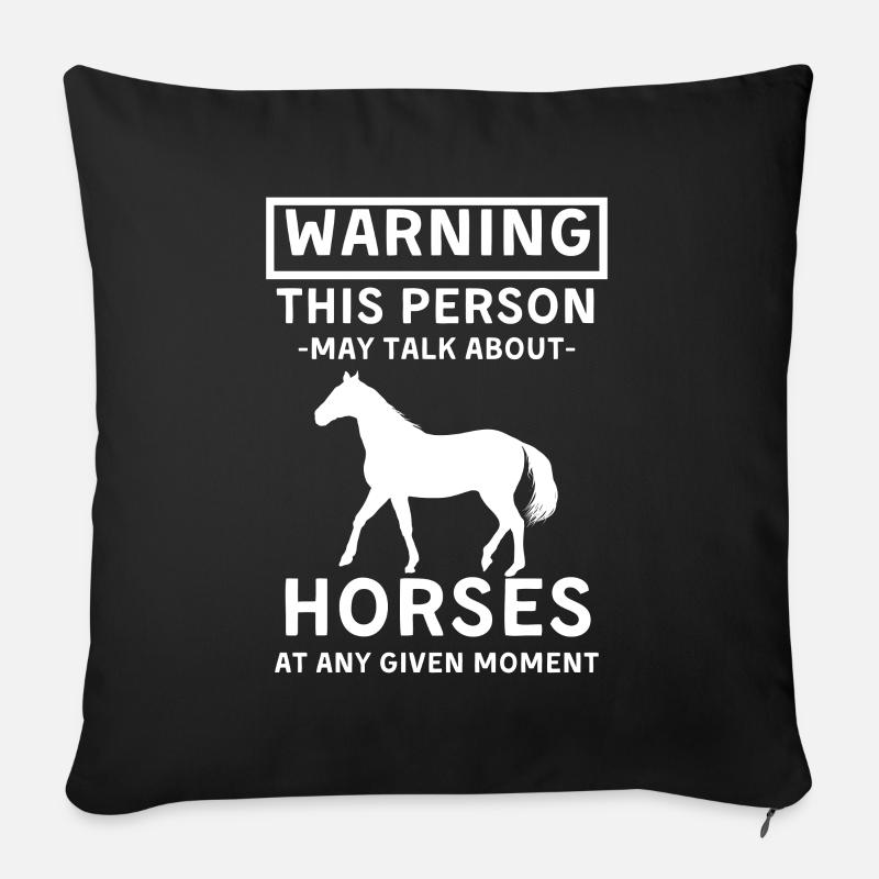 Parlez de chevaux Équitation Amateur de chevaux - Housse de coussin décorative 45 x 45 cm - noir