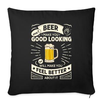 La bière ne vous fera pas drôle d’humour de bière en disant - Housse de coussin décorative 45 x 45 cm - noir - Devant
