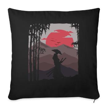 Künstlerische Samurai Sonnenuntergang Bushido Natur Japanisch - Sofakissenbezug 45 x 45 cm - Schwarz - Vorne