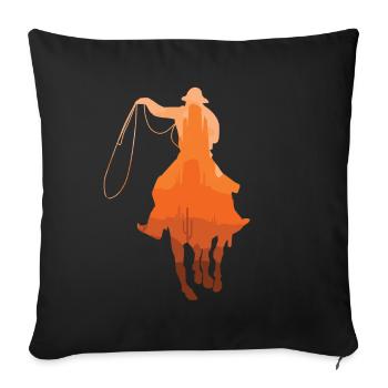 Cowboy Sunset Vintage Western Landscape Cheval - Housse de coussin décorative 45 x 45 cm - noir - Devant