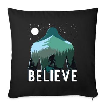 Croyez en Bigfoot Silhouette Sasquatch - Housse de coussin décorative 45 x 45 cm - noir - Devant