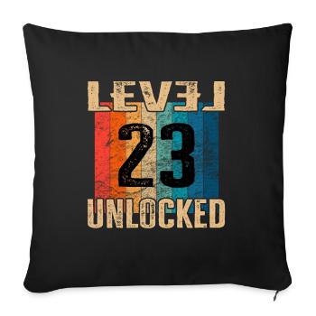 Geburtstag Happy Birthday Level Unlocked 23 Jahre - Sofakissenbezug 45 x 45 cm - Schwarz - Vorne