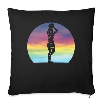 Netball Player Gift Retro Sunset Netball Lover - Sofa pillowcase 17,3'' x 17,3'' (45 x 45 cm) - black - Front