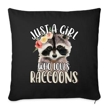 Juste une fille qui aime les ratons laveurs mignon drôle animal - Housse de coussin décorative 45 x 45 cm - noir - Devant