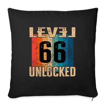 Birthday Happy Birthday Level Unlocked 66 years - Sofa pillowcase 17,3'' x 17,3'' (45 x 45 cm) - black - Front